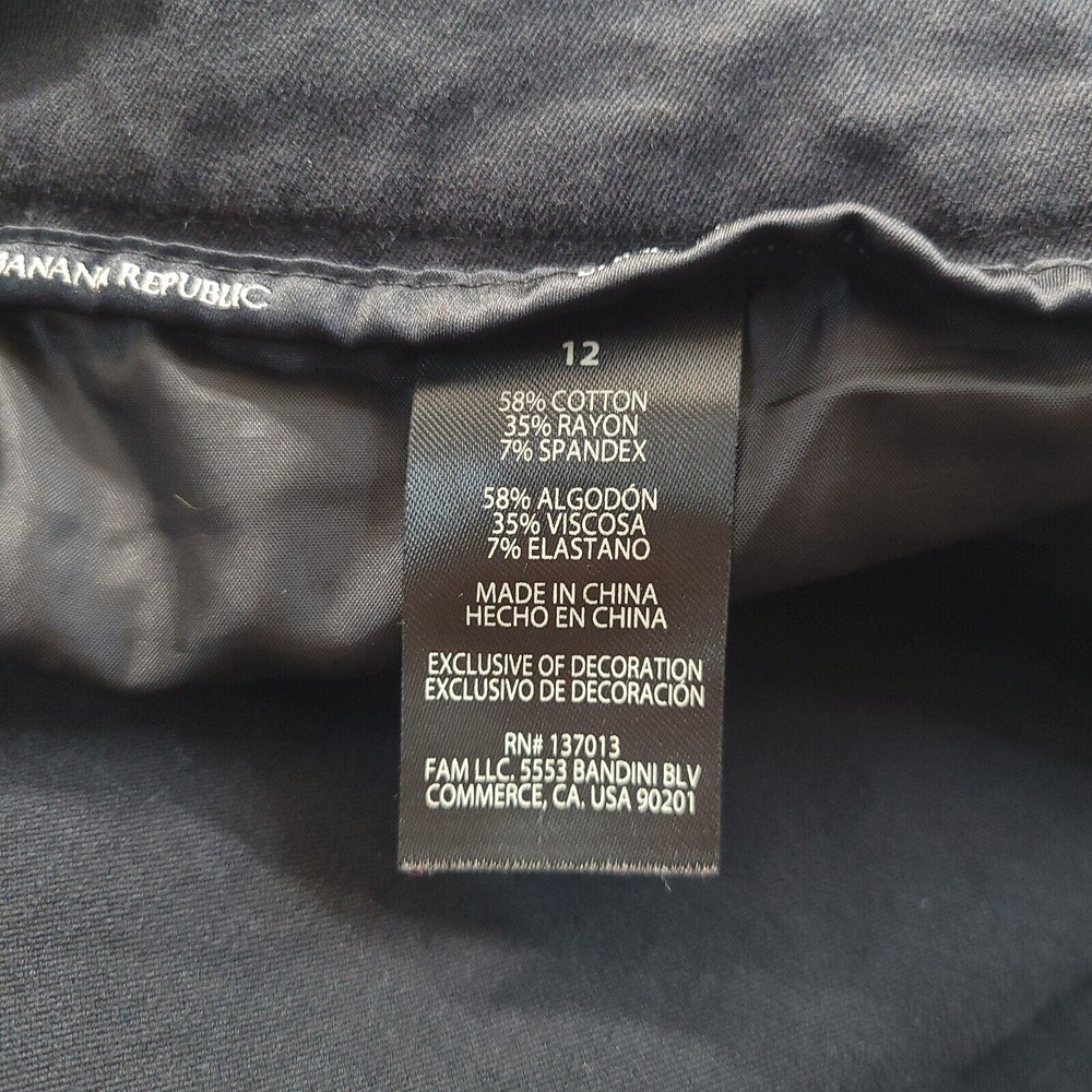 Banana Republic Pants Women 12 Black Cropped Stretch Preppy Normcore Flat Front - Picture 5 of 10